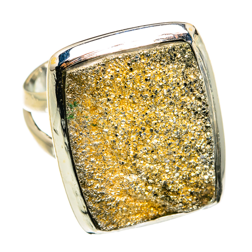 Spectro Pyrite Druzy Rings handcrafted by Anasilvercos - RING80097