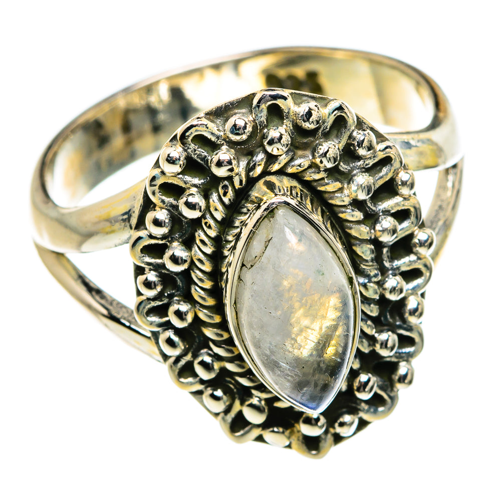 Rainbow Moonstone Rings handcrafted by Anasilvercos - RING80100