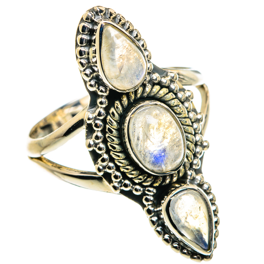 Rainbow Moonstone Rings handcrafted by Anasilvercos - RING80101