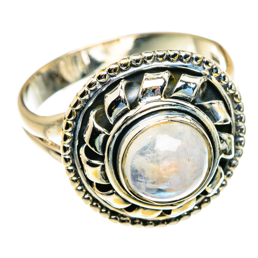 Rainbow Moonstone Rings handcrafted by Anasilvercos - RING80134