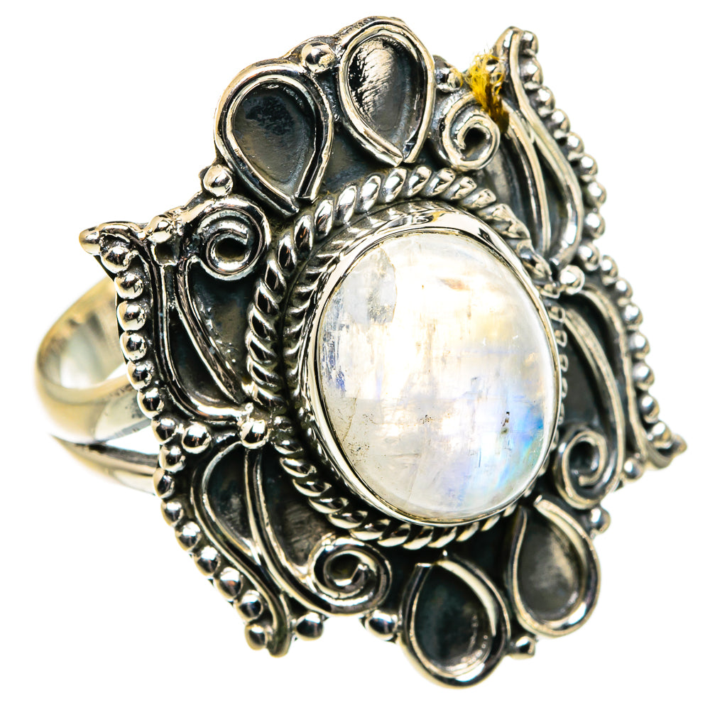 Rainbow Moonstone Rings handcrafted by Anasilvercos - RING80136