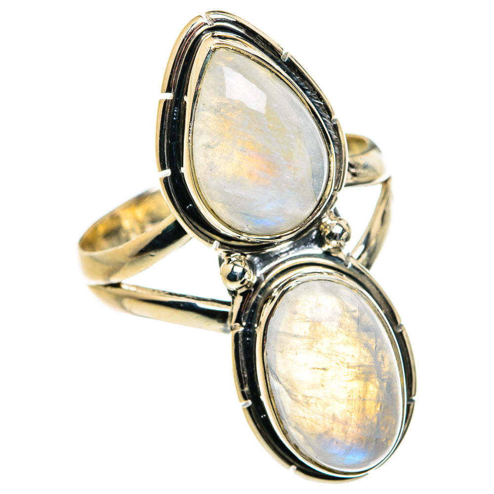 Rainbow Moonstone Rings handcrafted by Anasilvercos - RING80164