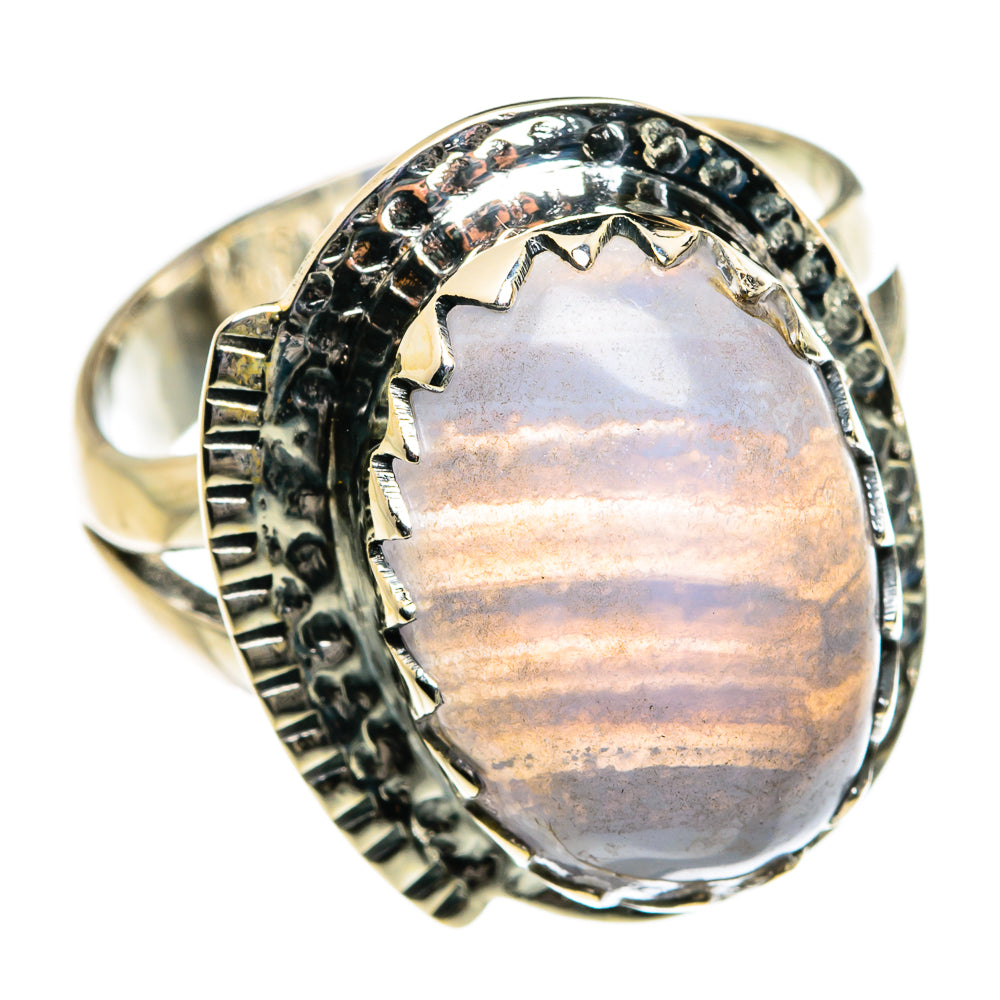 Blue Lace Agate Rings handcrafted by Anasilvercos - RING80165