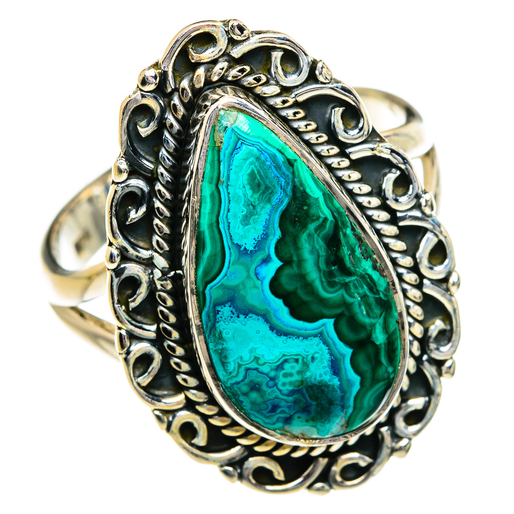 Malachite In Chrysocolla Rings handcrafted by Anasilvercos - RING80170