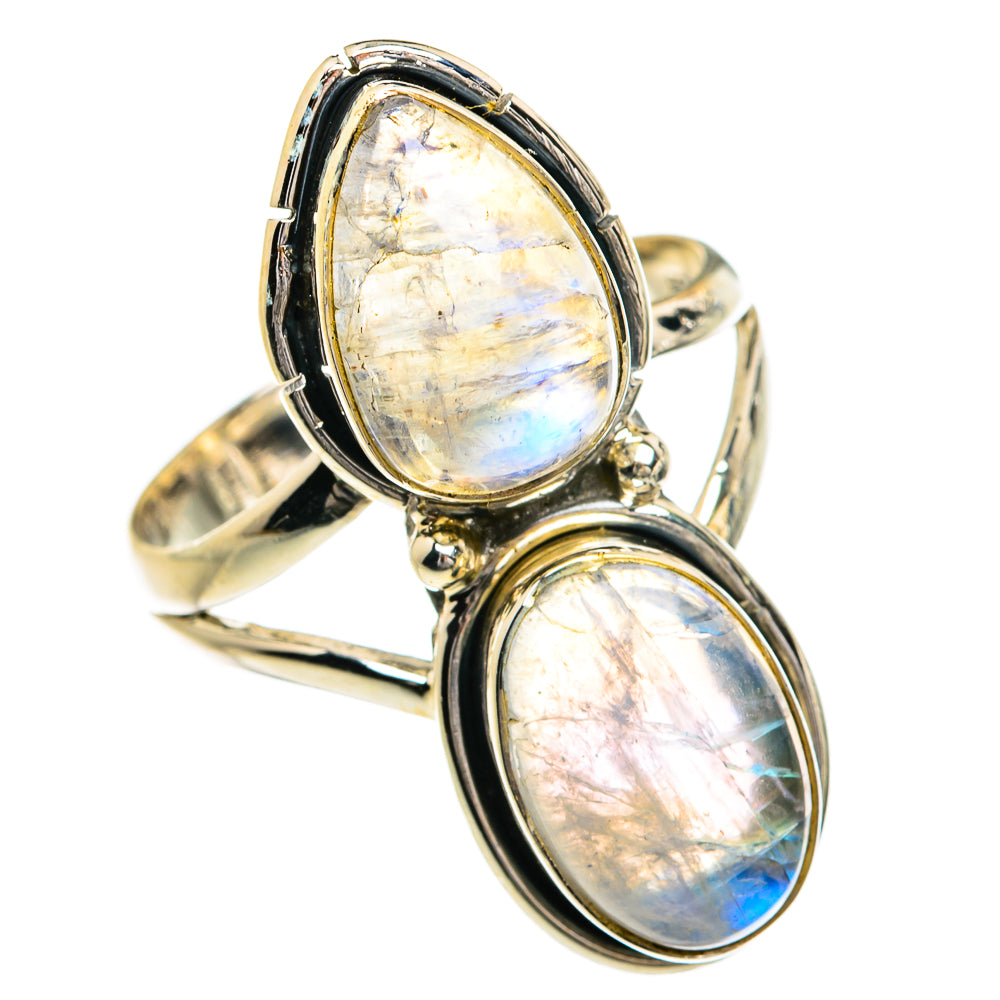 Rainbow Moonstone Rings handcrafted by Anasilvercos - RING80194