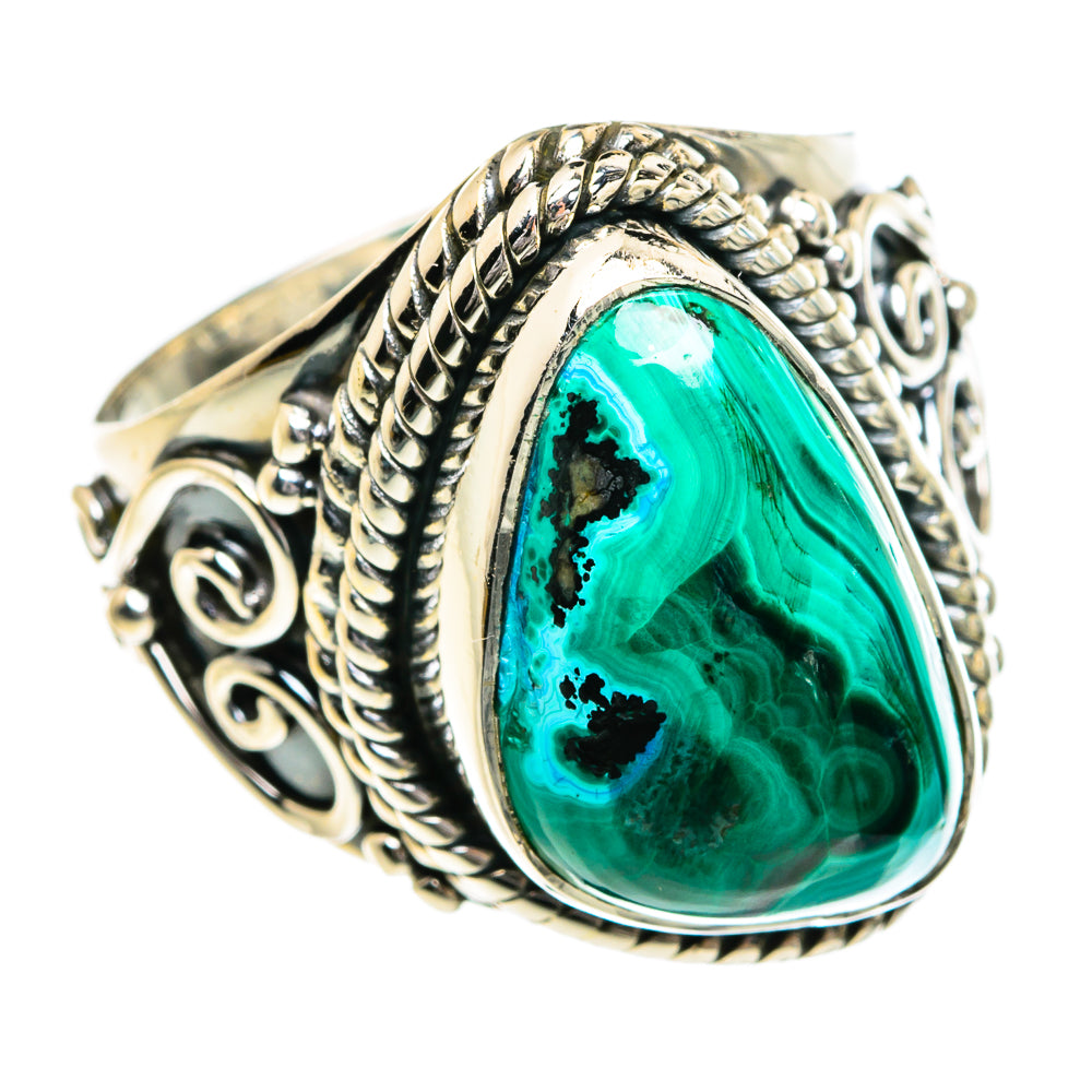 Malachite In Chrysocolla Rings handcrafted by Anasilvercos - RING80206