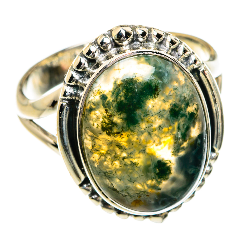 Green Moss Agate Rings handcrafted by Anasilvercos - RING80227