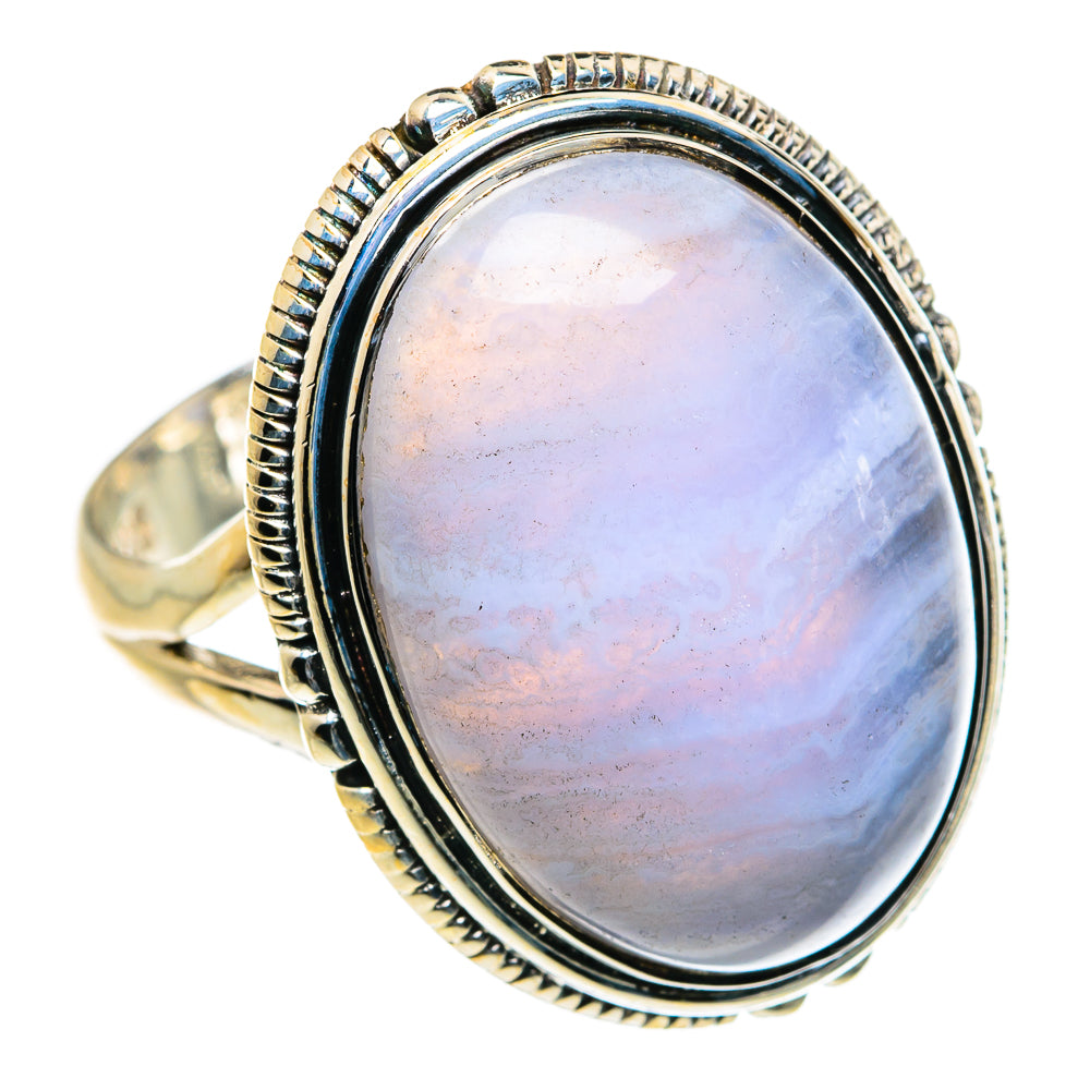 Blue Lace Agate Rings handcrafted by Anasilvercos - RING80268