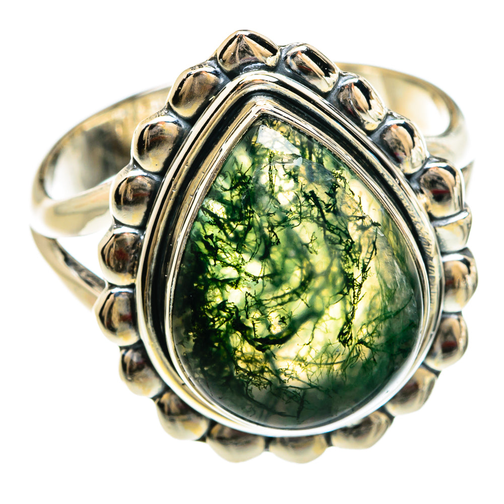 Green Moss Agate Rings handcrafted by Anasilvercos - RING80338