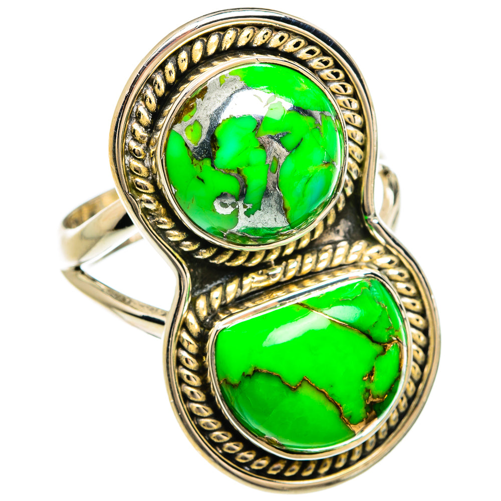 Green Copper Composite Turquoise Rings handcrafted by Anasilvercos - RING80340