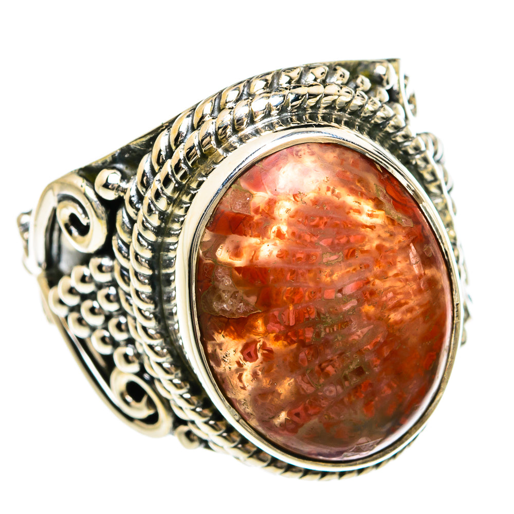Red Horn Coral Rings handcrafted by Anasilvercos - RING80346