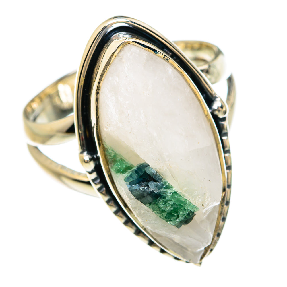 Green Tourmaline In Quartz Rings handcrafted by Anasilvercos - RING80354