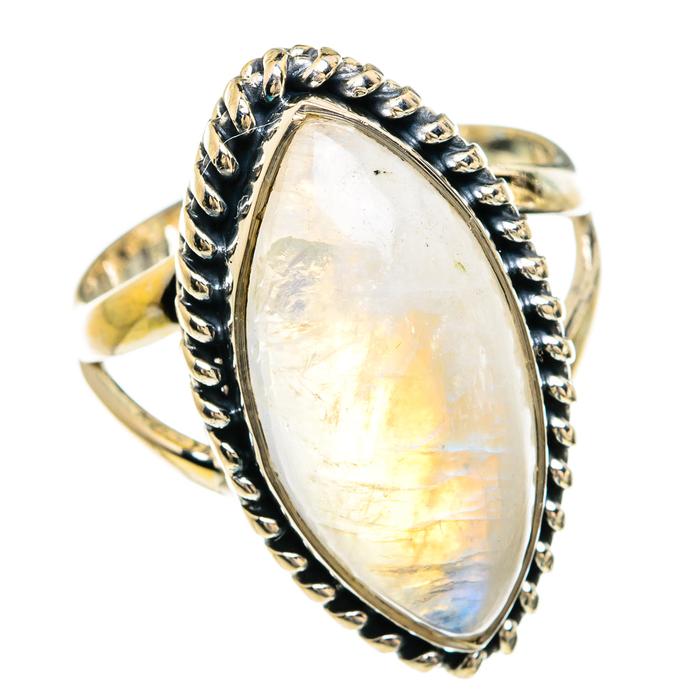 Rainbow Moonstone Rings handcrafted by Anasilvercos - RING80382