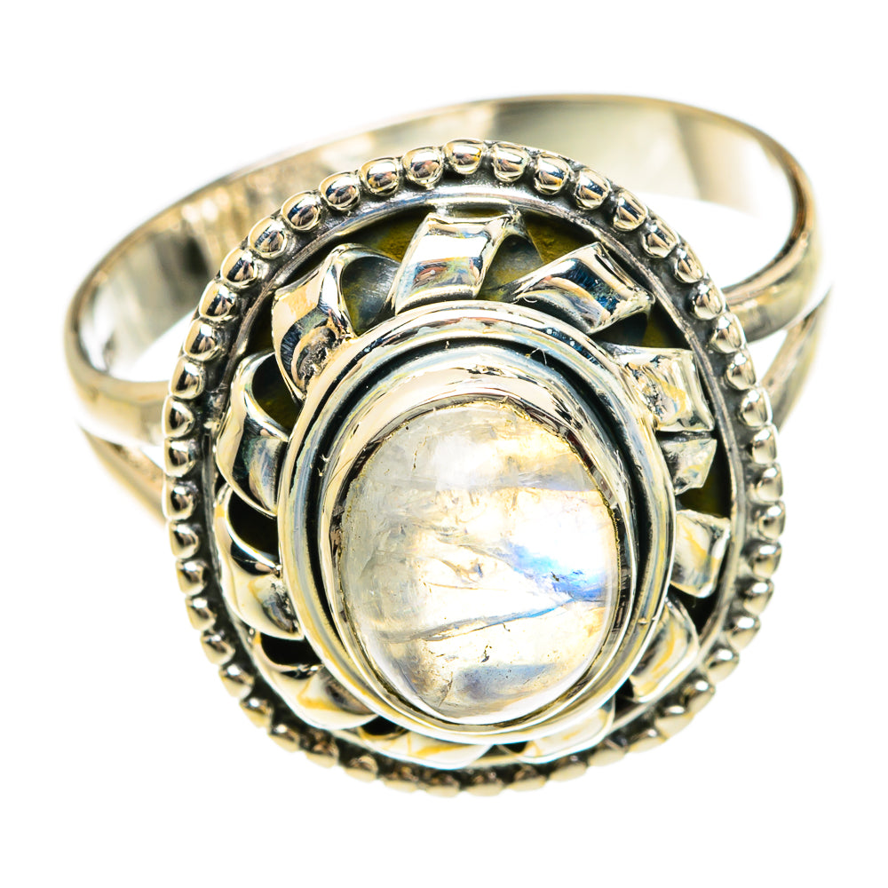 Rainbow Moonstone Rings handcrafted by Anasilvercos - RING80409