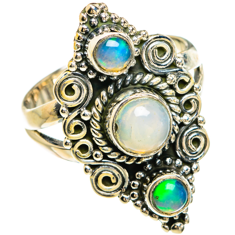 Rainbow Moonstone Rings handcrafted by Anasilvercos - RING80410