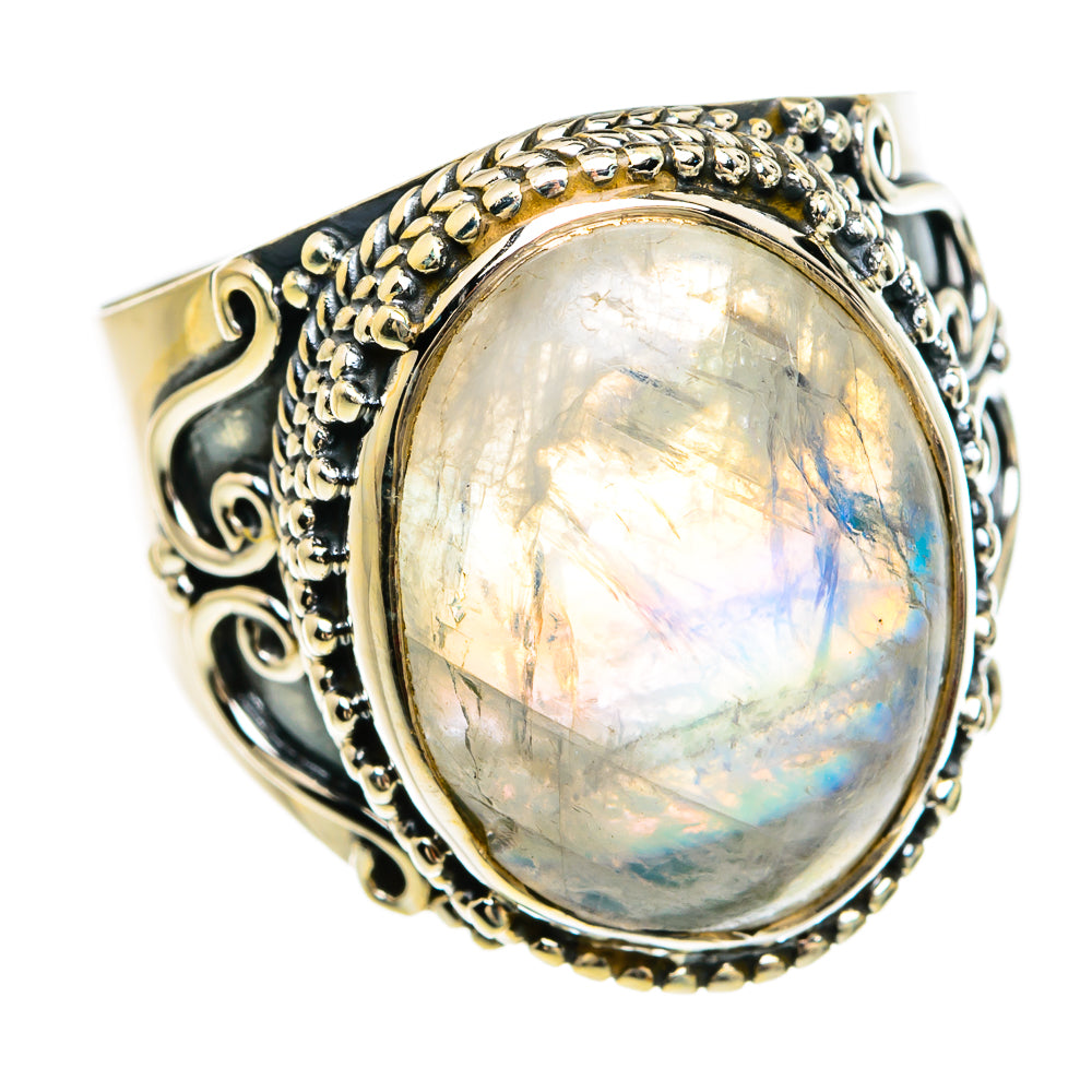 Rainbow Moonstone Rings handcrafted by Anasilvercos - RING80432