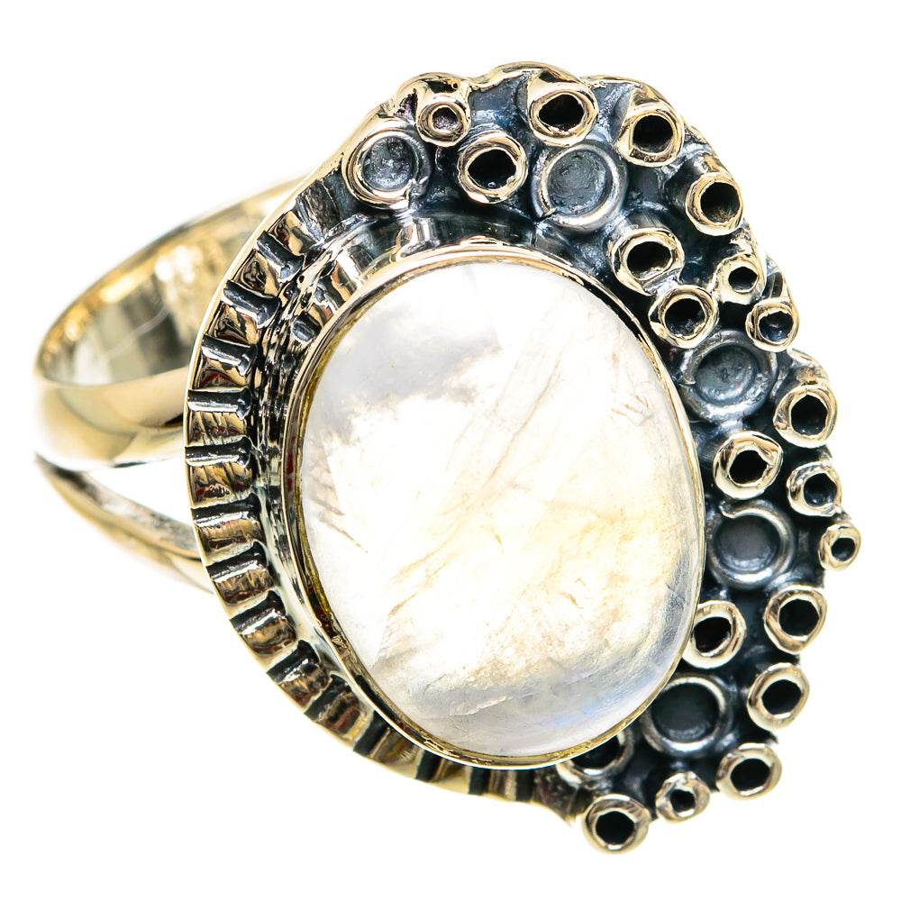 Rainbow Moonstone Rings handcrafted by Anasilvercos - RING80433
