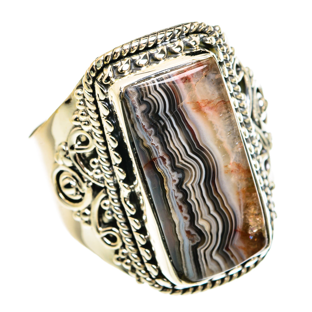 Lake Superior Agate Rings handcrafted by Anasilvercos - RING80472