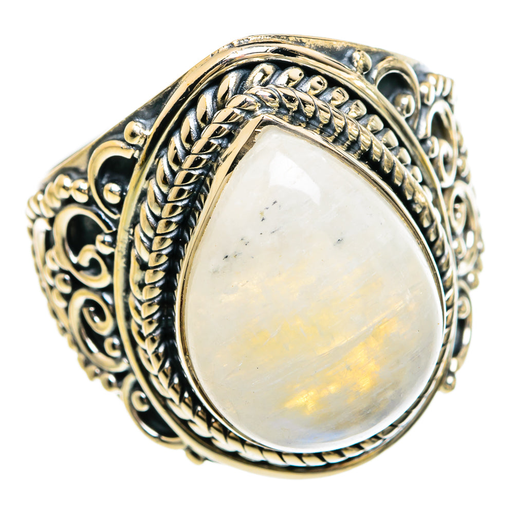 Rainbow Moonstone Rings handcrafted by Anasilvercos - RING80479