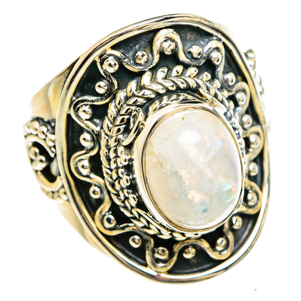 Rainbow Moonstone Rings handcrafted by Anasilvercos - RING80503