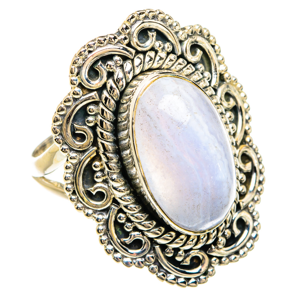 Blue Lace Agate Rings handcrafted by Anasilvercos - RING80520 - Photo 2