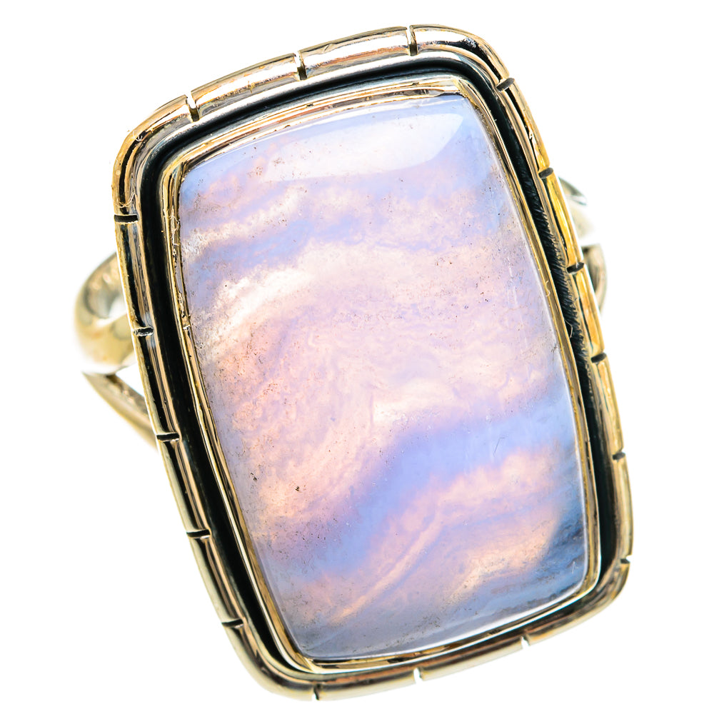 Blue Lace Agate Rings handcrafted by Anasilvercos - RING80522
