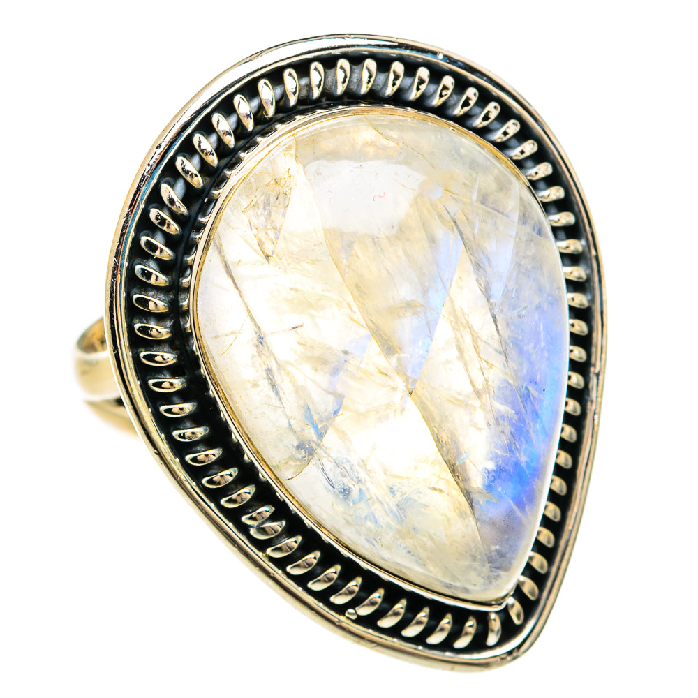 Rainbow Moonstone Rings handcrafted by Anasilvercos - RING80523