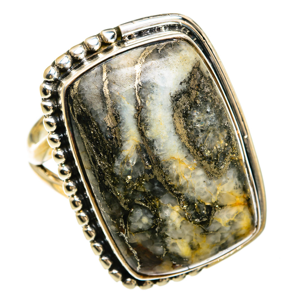 Pyrite Agate Rings handcrafted by Anasilvercos - RING80556