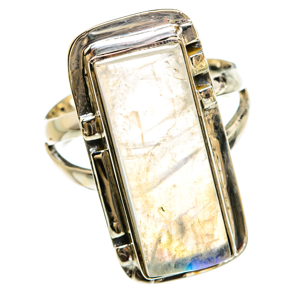 Rainbow Moonstone Rings handcrafted by Anasilvercos - RING80559