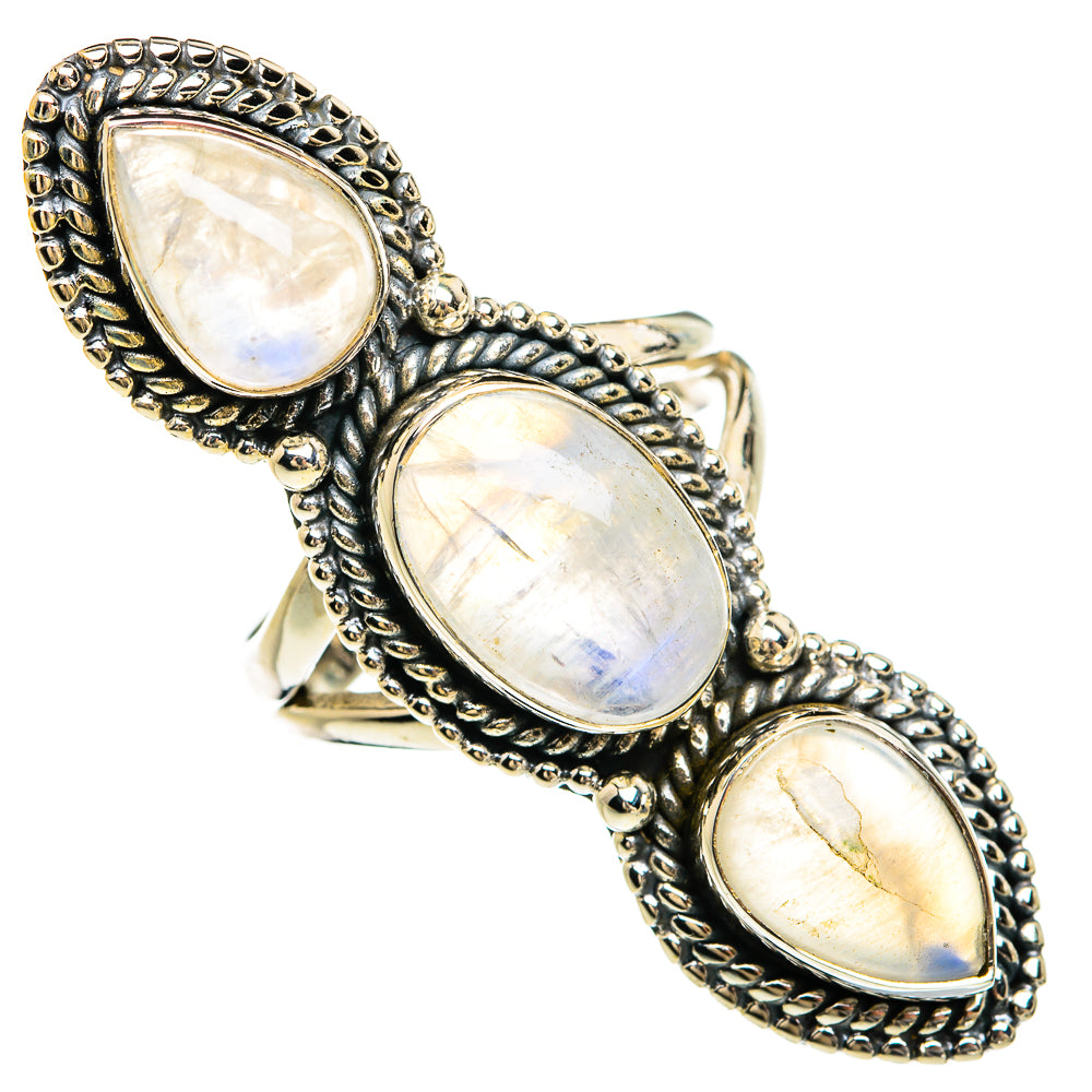 Rainbow Moonstone Rings handcrafted by Anasilvercos - RING80560