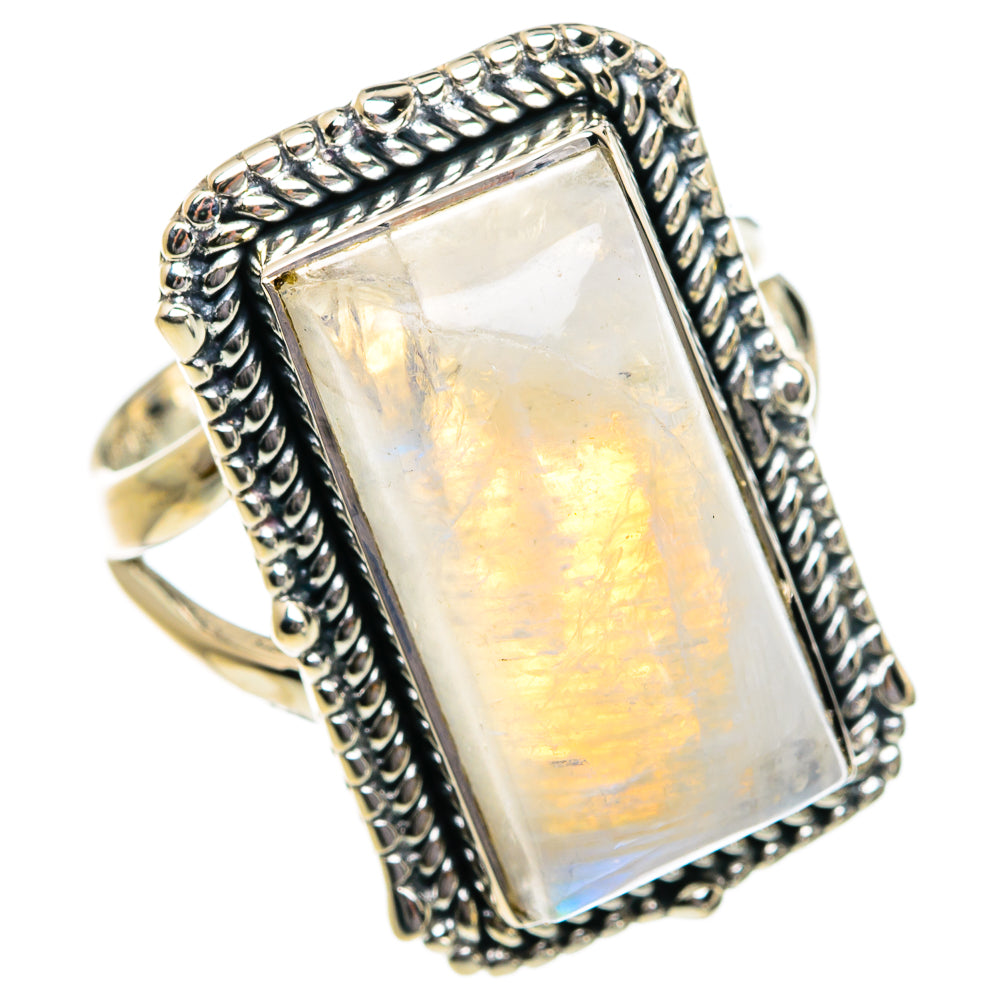 Rainbow Moonstone Rings handcrafted by Anasilvercos - RING80597