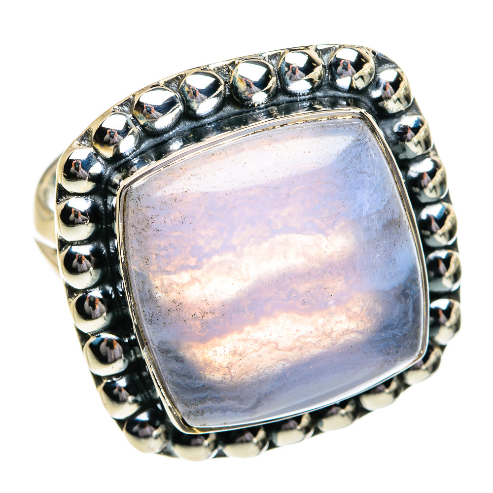 Blue Lace Agate Rings handcrafted by Anasilvercos - RING80598