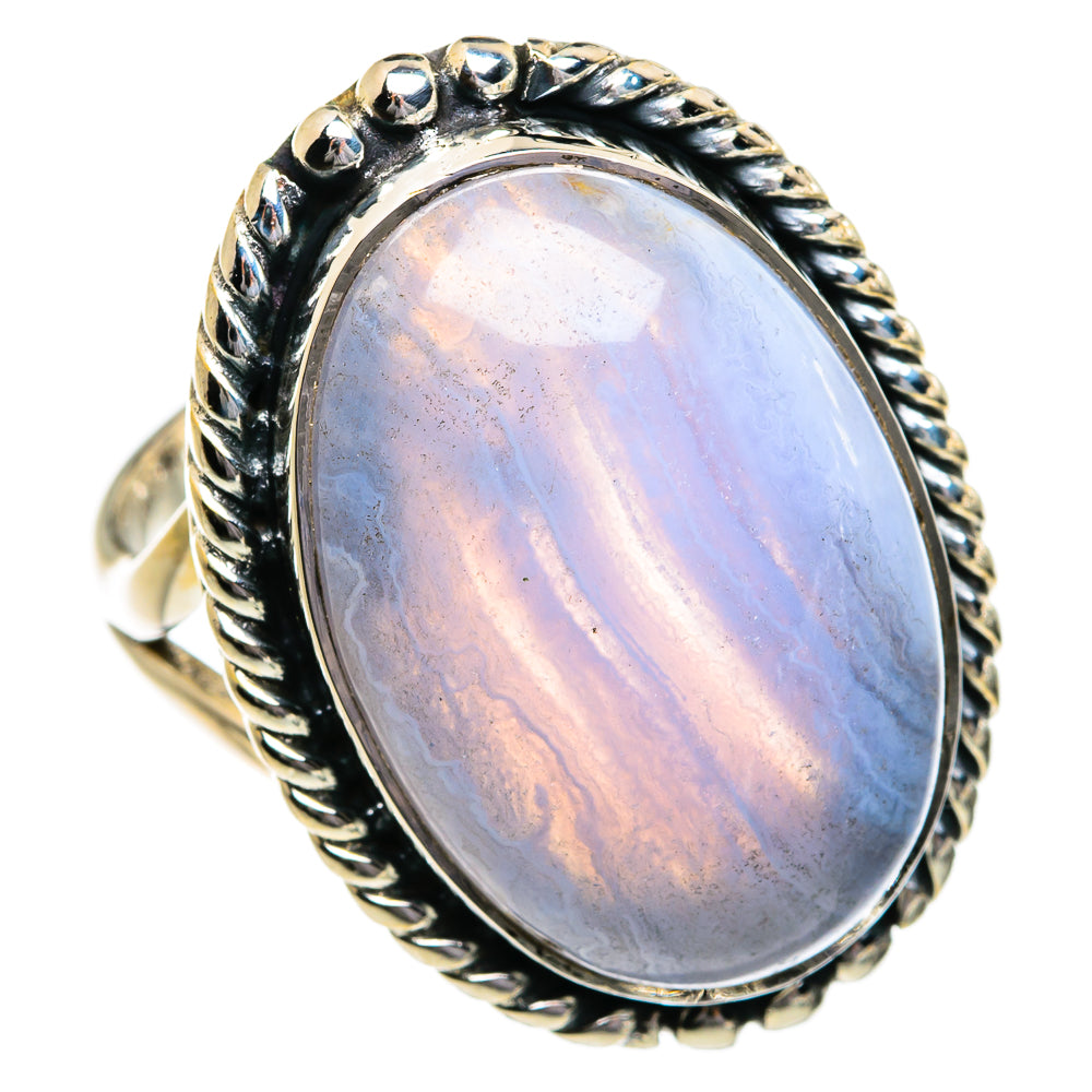 Blue Lace Agate Rings handcrafted by Anasilvercos - RING80631