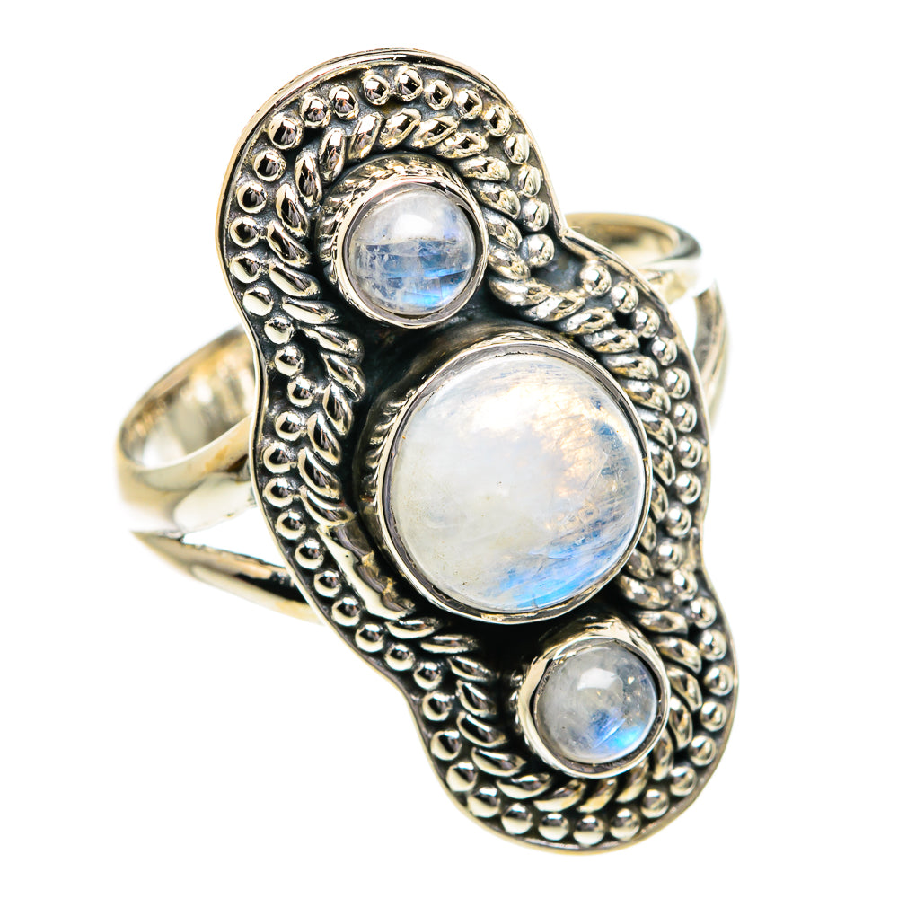 Rainbow Moonstone Rings handcrafted by Anasilvercos - RING80632