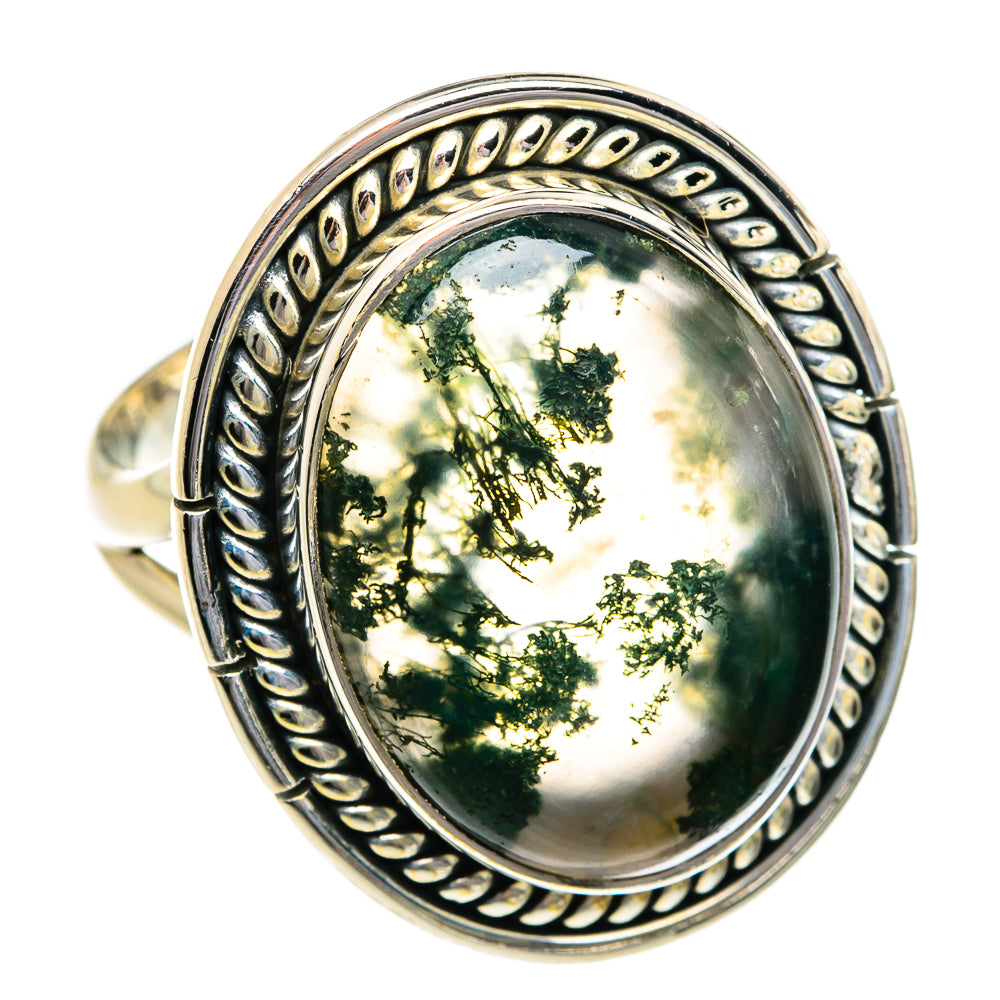 Green Moss Agate Rings handcrafted by Anasilvercos - RING80677