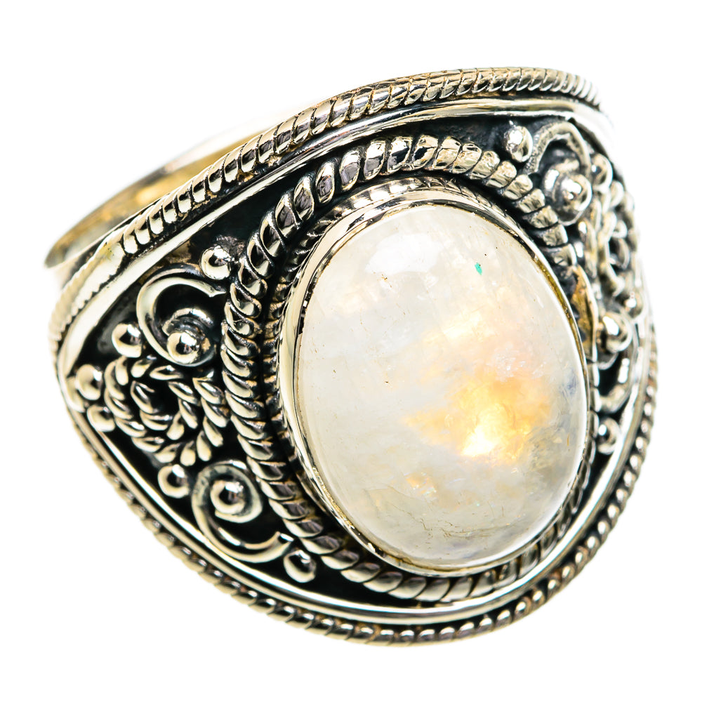Rainbow Moonstone Rings handcrafted by Anasilvercos - RING80693