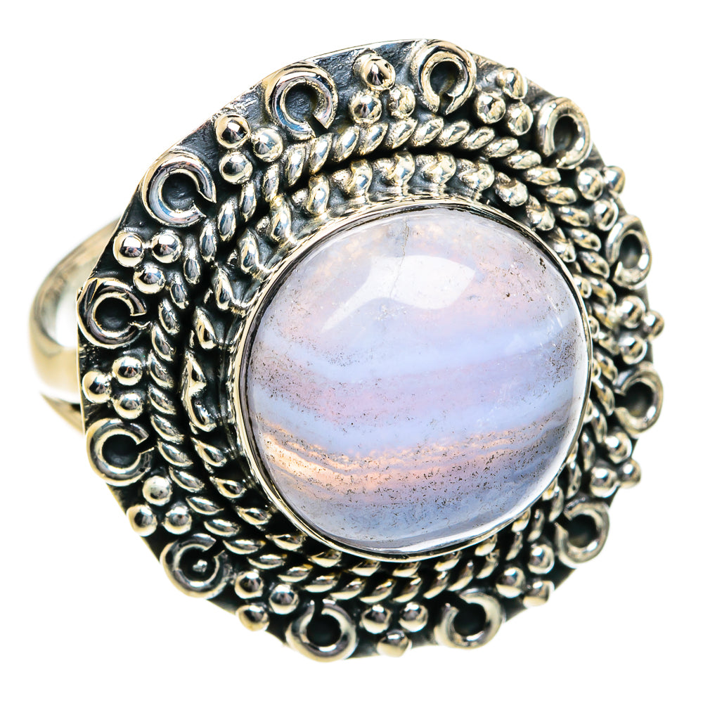 Blue Lace Agate Rings handcrafted by Anasilvercos - RING80694