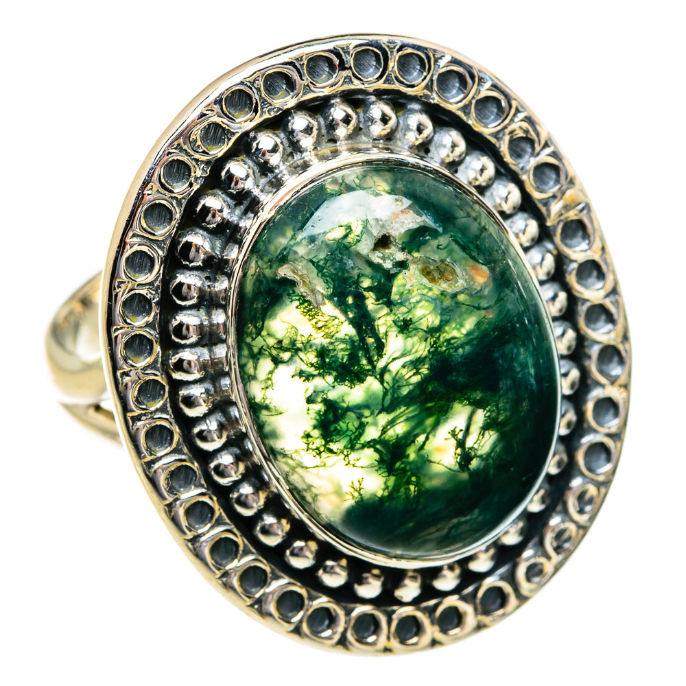 Green Moss Agate Rings handcrafted by Anasilvercos - RING80704