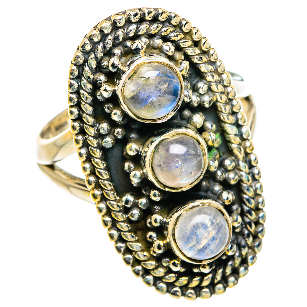 Rainbow Moonstone Rings handcrafted by Anasilvercos - RING80717