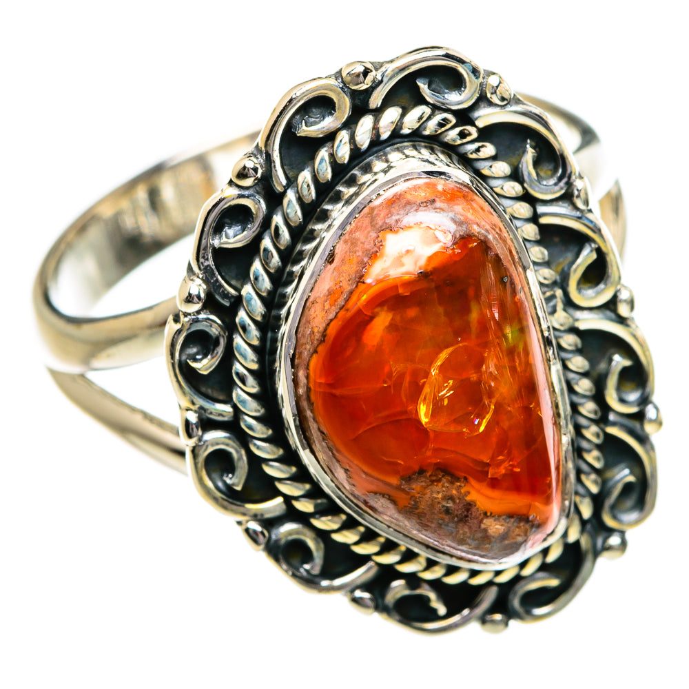 Mexican Fire Opal Rings handcrafted by Anasilvercos - RING80722