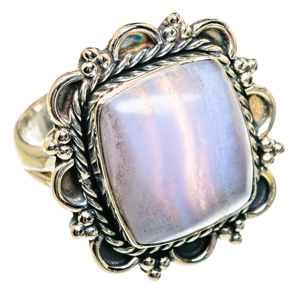 Blue Lace Agate Rings handcrafted by Anasilvercos - RING80742