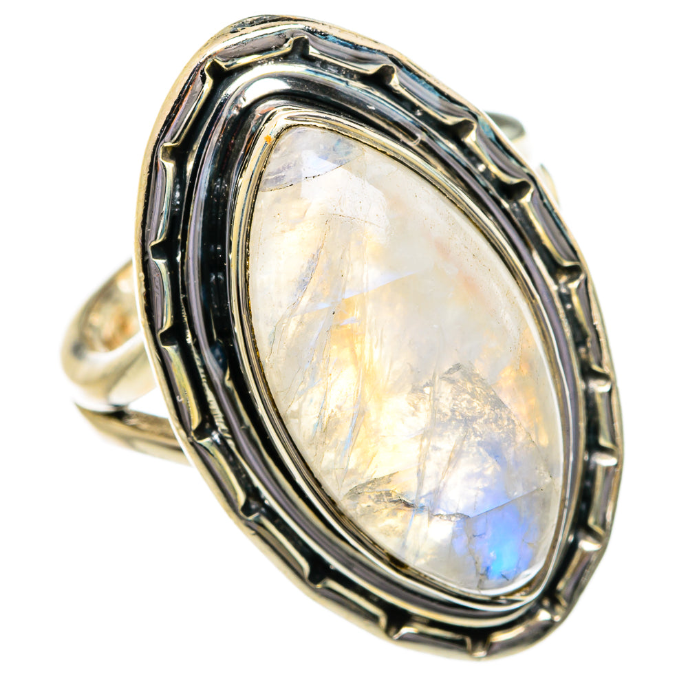 Rainbow Moonstone Rings handcrafted by Anasilvercos - RING80743