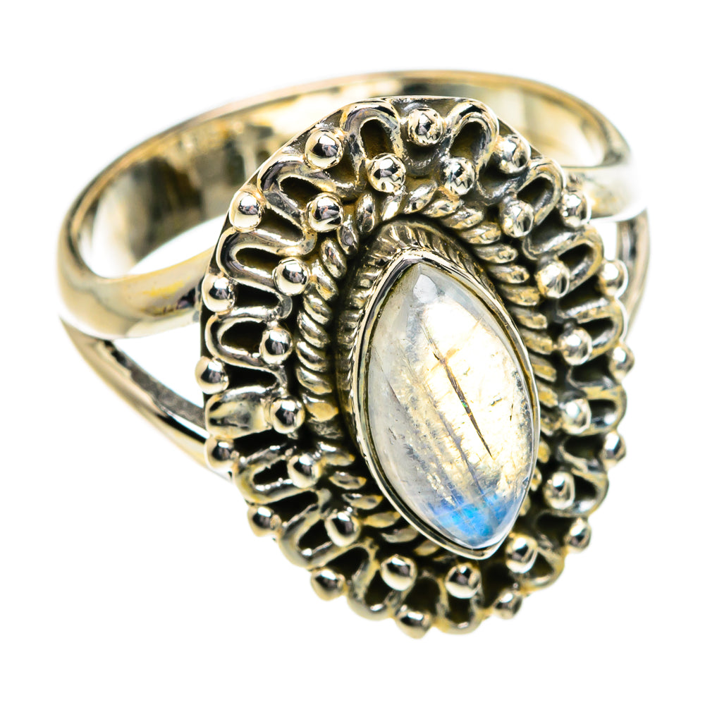 Rainbow Moonstone Rings handcrafted by Anasilvercos - RING80745