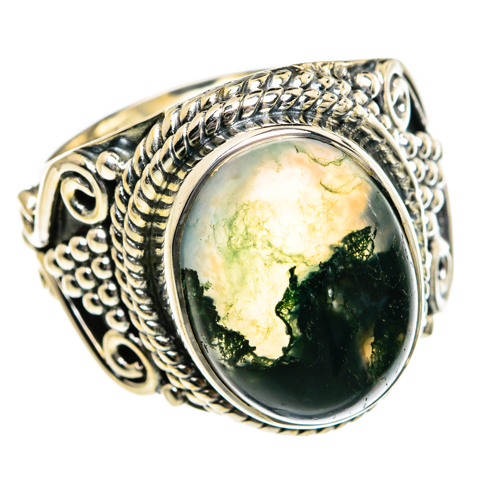 Green Moss Agate Rings handcrafted by Anasilvercos - RING80758