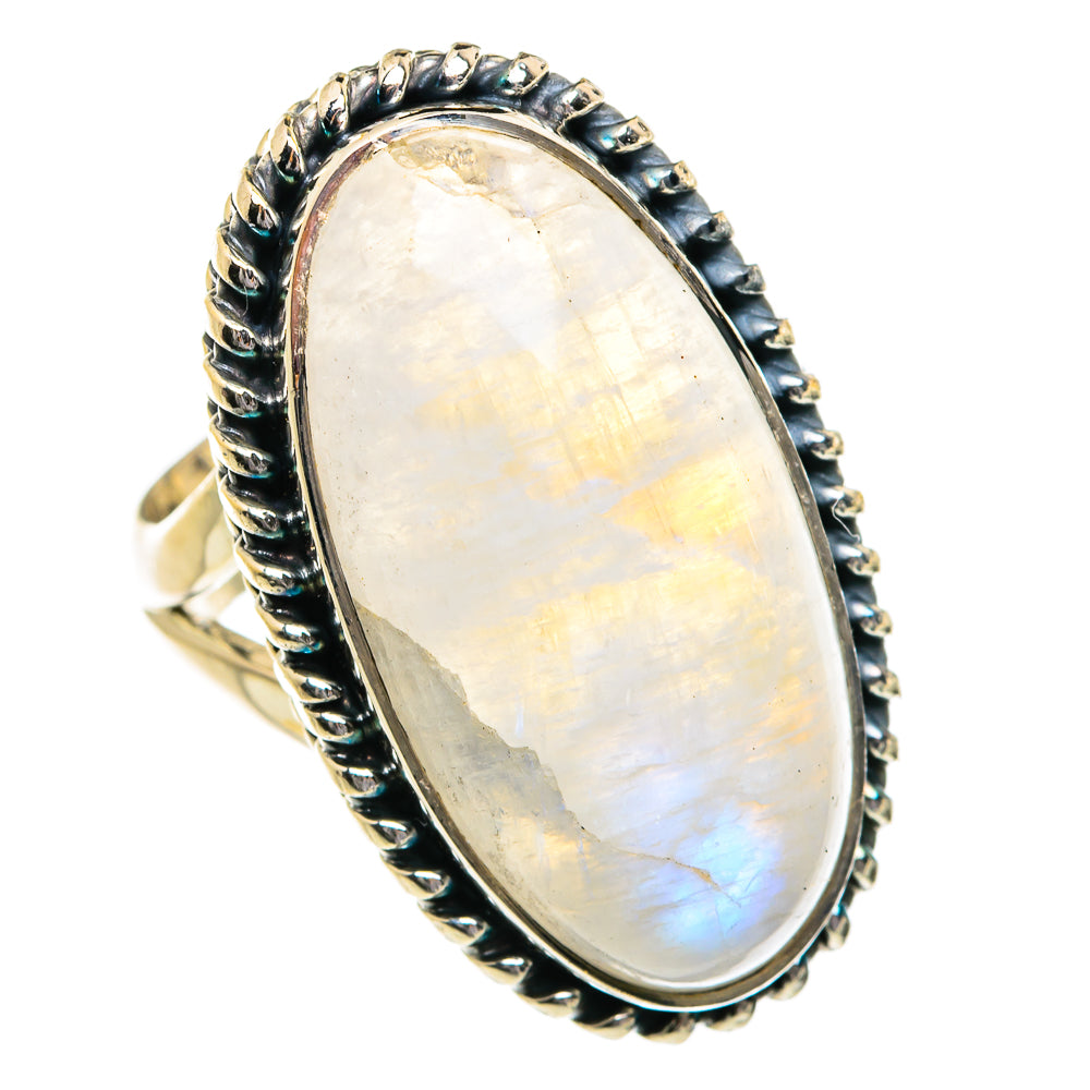 Rainbow Moonstone Rings handcrafted by Anasilvercos - RING80802