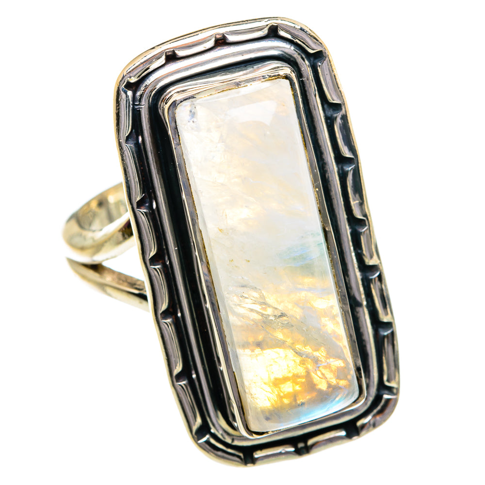 Rainbow Moonstone Rings handcrafted by Anasilvercos - RING80837