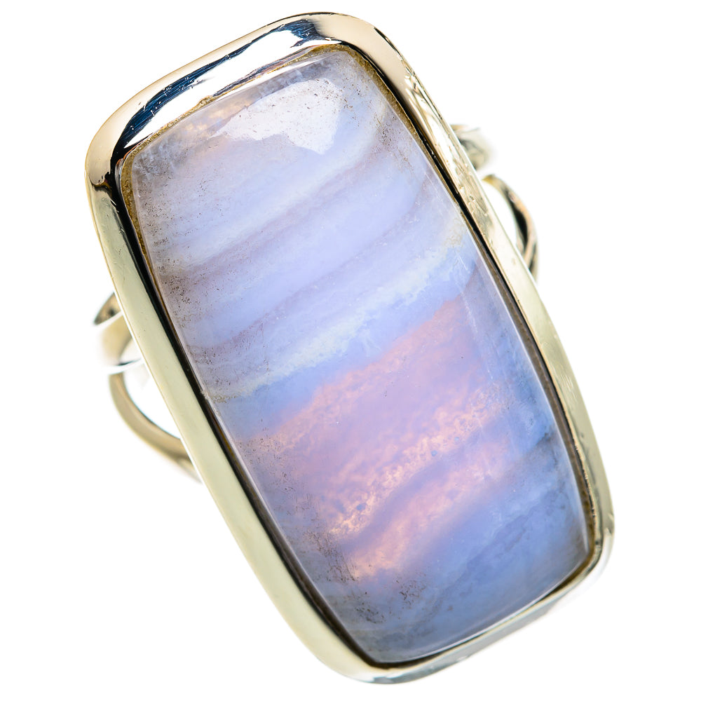 Blue Lace Agate Rings handcrafted by Anasilvercos - RING80866