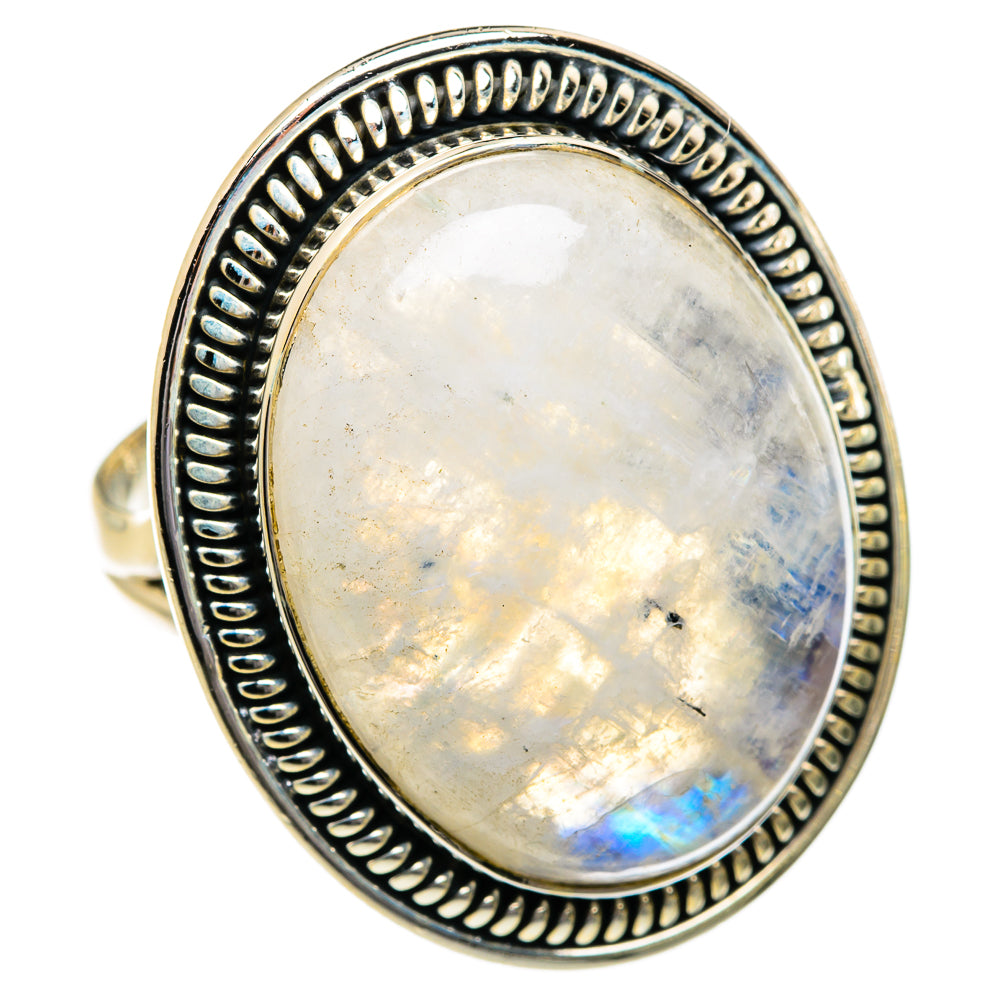 Rainbow Moonstone Rings handcrafted by Anasilvercos - RING80867