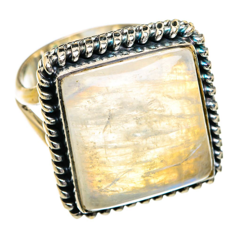 Rainbow Moonstone Rings handcrafted by Anasilvercos - RING80868