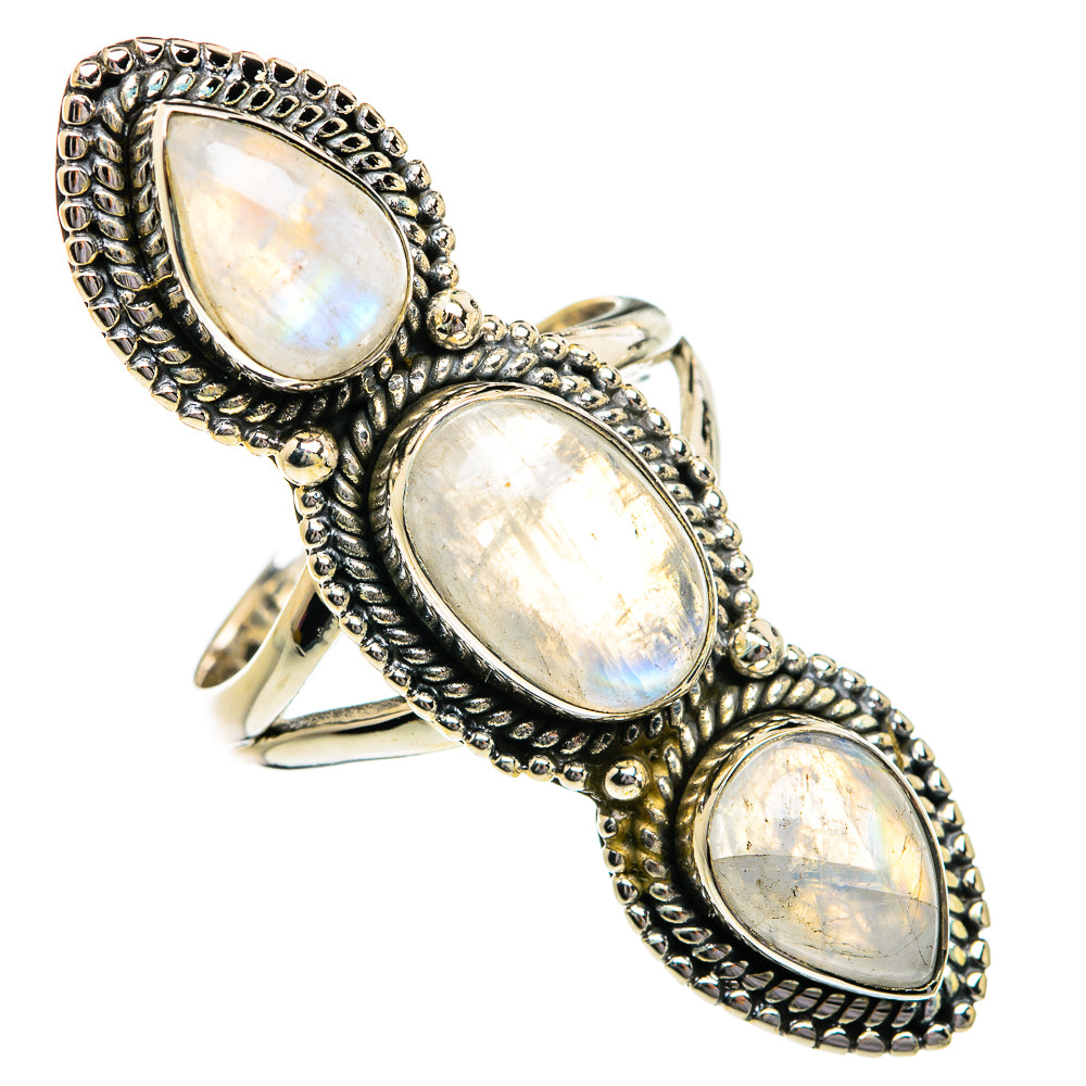 Rainbow Moonstone Rings handcrafted by Anasilvercos - RING80870